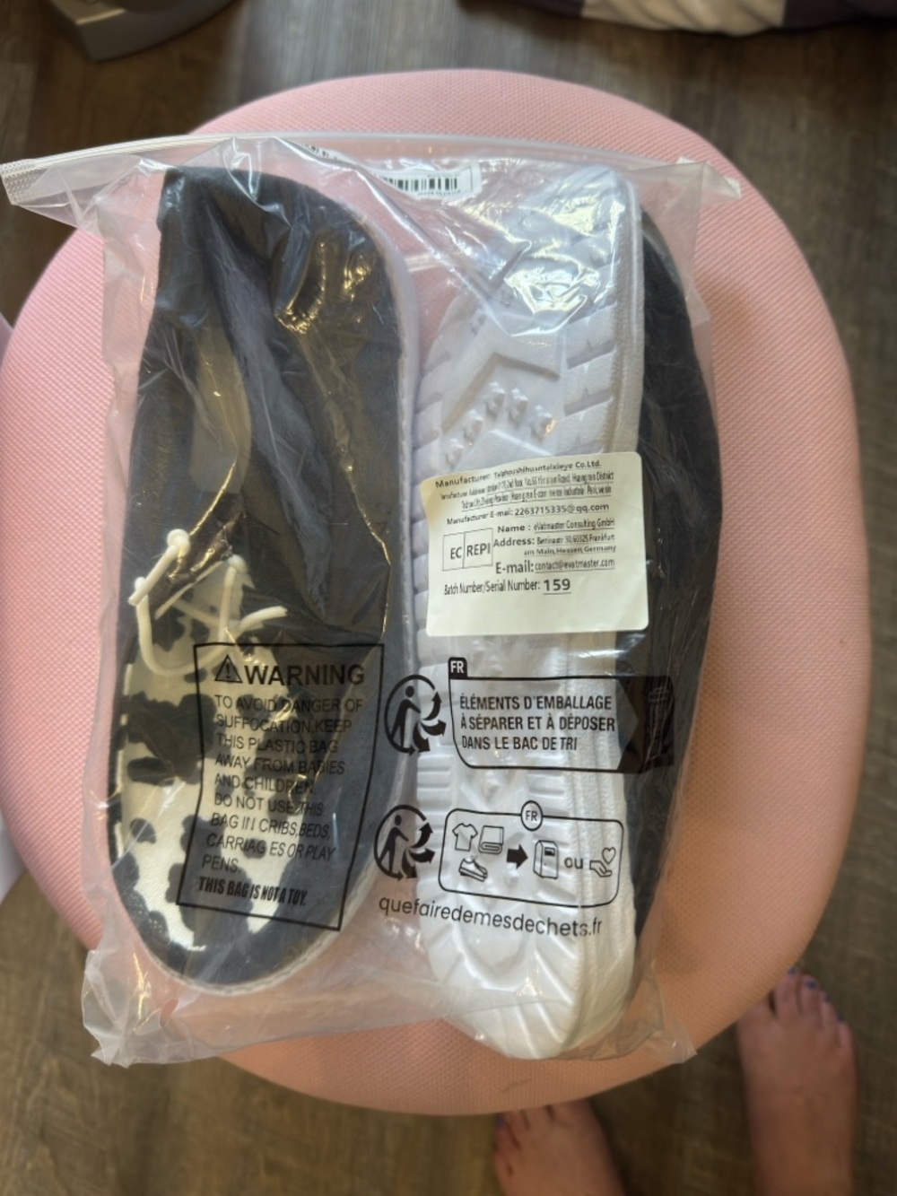 Black Slip-On Shoes with Black & White Cow Print Accent